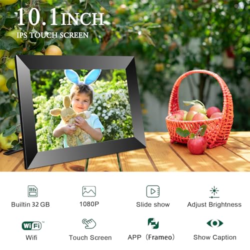 Image of Digital Picture Frame, 10.1 inch 1280x800 HD IPS Touch Screen Picture Frames with 32GB Memory, Smart Digital Photo Frame Warm Gifts for Mom, Quick & Easy Setup,Share Photos and Videos via Frameo App