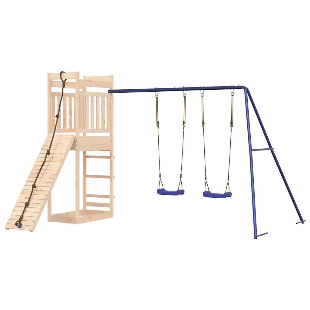 CHARMMA Outdoor Playset Natural Pine,Blue,Swing Sets & Playsets-3157030