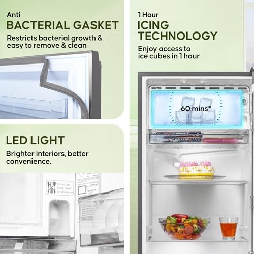 Image of Haier 190 L, 3-Star Direct-Cool Single Door Refrigerator with 1 Hour Icing Technology & Large Vegetable Box (2025 Model, HED-203TNS-N, Nickel Steel)
