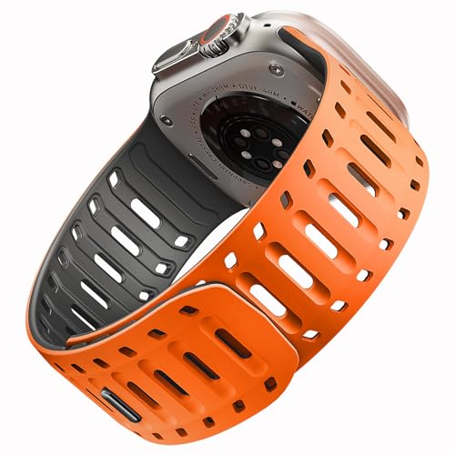 Image of X-it Magnetic Watch Band for Apple Watch Ultra 49mm, 46mm /45mm /44mm, Silicone Sport Strap with Strong Magnet for Men and Women, Compatible with Apple Watch Series 11 /10 /9 /8 /7 /6 /5 /4 /3 /2 /1 and SE