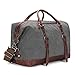 BAOSHA Canvas PU Leather Travel Tote Duffel Bag Carry on Bag Weekender Overnight Bag