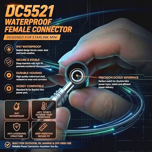 Image of Starlink Mini Power Adapter 12V /24V to 30V DC with15A Fuse Protection Black | Black silver-plated finish, featuring dual-fuse protection and included quick-connect terminals