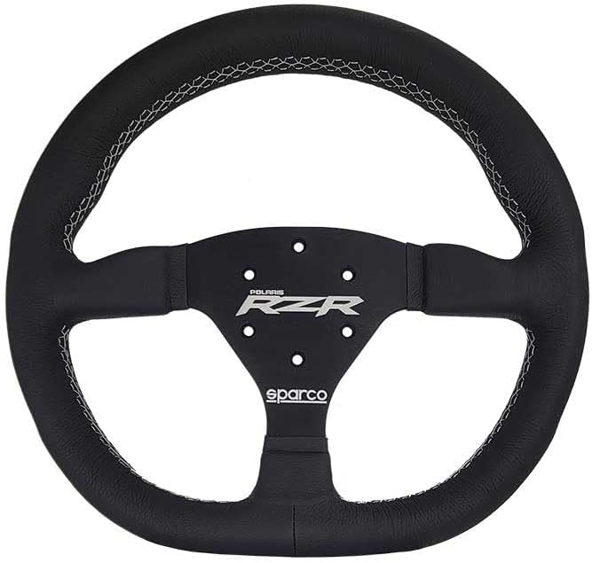 Sparco Polaris RZR Turbo S Steering Wheel, Leather Grip, Aluminum Frame, 6-Bolt Universal Pattern, Fits Polaris RZR, UTV, SXS, Simulators