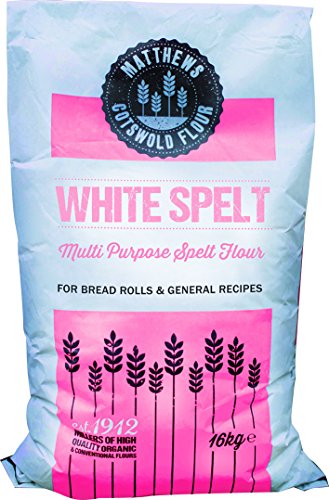 Matthews Cotswold White Spelt Flour | Multipurpose Smooth White Spelt Baking Flour | Specialty | Artisanal | Milled in Britain (16kg Bag (Single Sack))