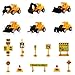 Newmemo Construction Cake Topper Vehicles Cake Decoration Set Truck Excavator Tower Crane Cupcake Topper Traffic and Road Sign Decor Happy Birthday Party Supplies Favors for Kids Boys-16pcs