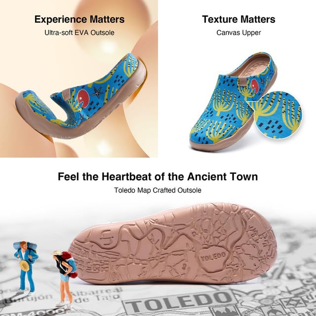 Image of UIN Slipper Woman Travel Art Painted Shoes Wide Toe Casual Home Slip On Mules Malaga