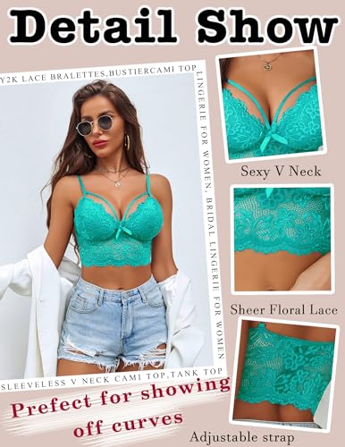Image of Avidlove Lace Bralette for Women Lingerie Spaghetti Adjustable Strap Tank Camisole Crop Top