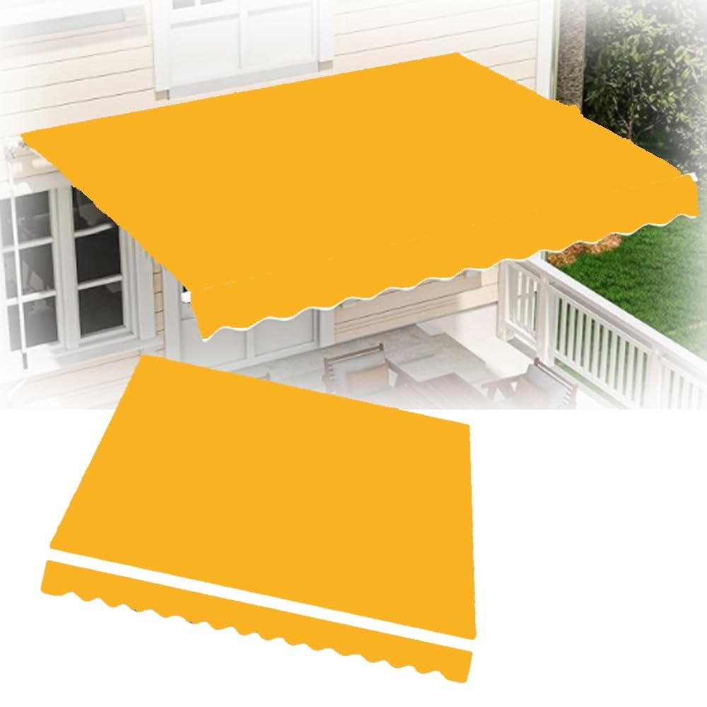 Wodoodporna zapasowa tkanina markizy na patio, balkon i podwórko – ręcznie wysuwany daszek (żółty, 200 x 150 cm)