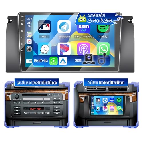 Wireless Carplay e Wireless Android Auto: la radio Android per BMW E39 Serie 5 supporta wireless carplay e Android Auto, puoi accedere alla maggior parte delle app per telefoni cellulari, tra cui mappe, contatti telefonici, e-mail, notifiche, controllo vocale dell'assistente Siri o Goo-gle e altro ancora