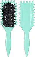 Urbeokr Pincel definidor de cachos para mulheres, escova de cabelo com cerdas de javali, modelagem e definição de cachos, verde, 1 peça
