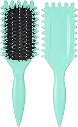 Urbeokr Pincel definidor de cachos para mulheres, escova de cabelo com cerdas de javali, modelagem e definição de cachos, verde, 1 peça