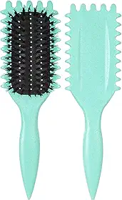 Urbeokr Pincel definidor de cachos para mulheres, escova de cabelo com cerdas de javali, modelagem e definição de cachos, verde, 1 peça