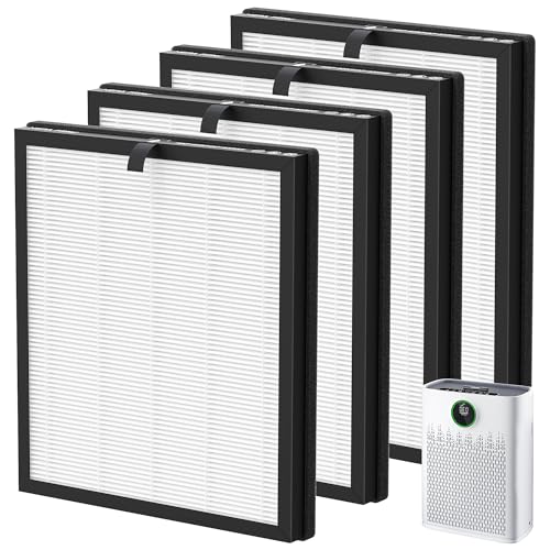 Image of 4 Pack HAP603 Replacement Filter Compatible with ECOSELF HAP603 / HAP603WF Air Purifier, 3-Stage Filtration, H13 True HEPA Filter, # RFHAP603, White
