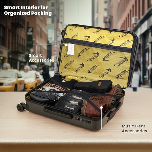 Image of AMERICAN TRAVELLER Rockstar Polycarbonate Trolley Bag | Large (28) | Lightweight Durable Hard Shell | TSA Type Lock | Anti-Theft Zip | 360 Disc Spinner Wheels | Telescopic Handle.