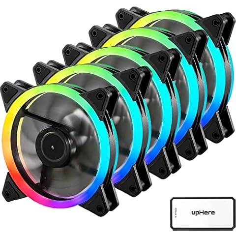 upHere 120mm RGB Series Case Fan,Quiet Edition High Airflow LED Case Fan for PC Cases-5 Pack Cover