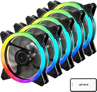 upHere RGB Series Case Fan,120mm Fan,Quiet Edition High Airflow Adjustable Color LED Case Fan for PC Cases-5 Pack