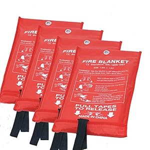 Fire Blankets Fiberglass Retardant Blankets – 3.3×3.3ft Square Fire Suppression Tools Emergency Survival Kit Durable for…