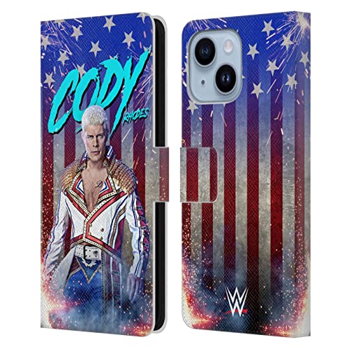 Coque WWE Cody Rhodes iPhone 14 Plus étui portefeuille en cuir pour regarder vos matchs en vidéo