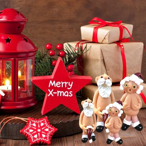 YOOYEH Christmas Naughty Santa Christmas Ornament Decorations 8CM Stocking Cap Santa Ornament Naked Santa Decorative Xmas Decor Ornaments Party Gifts (Large) - Image 2