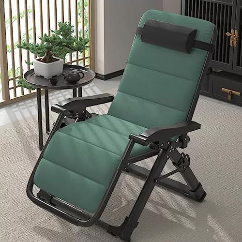Chaise longue pliante d'extérieur verte réglable avec coussin