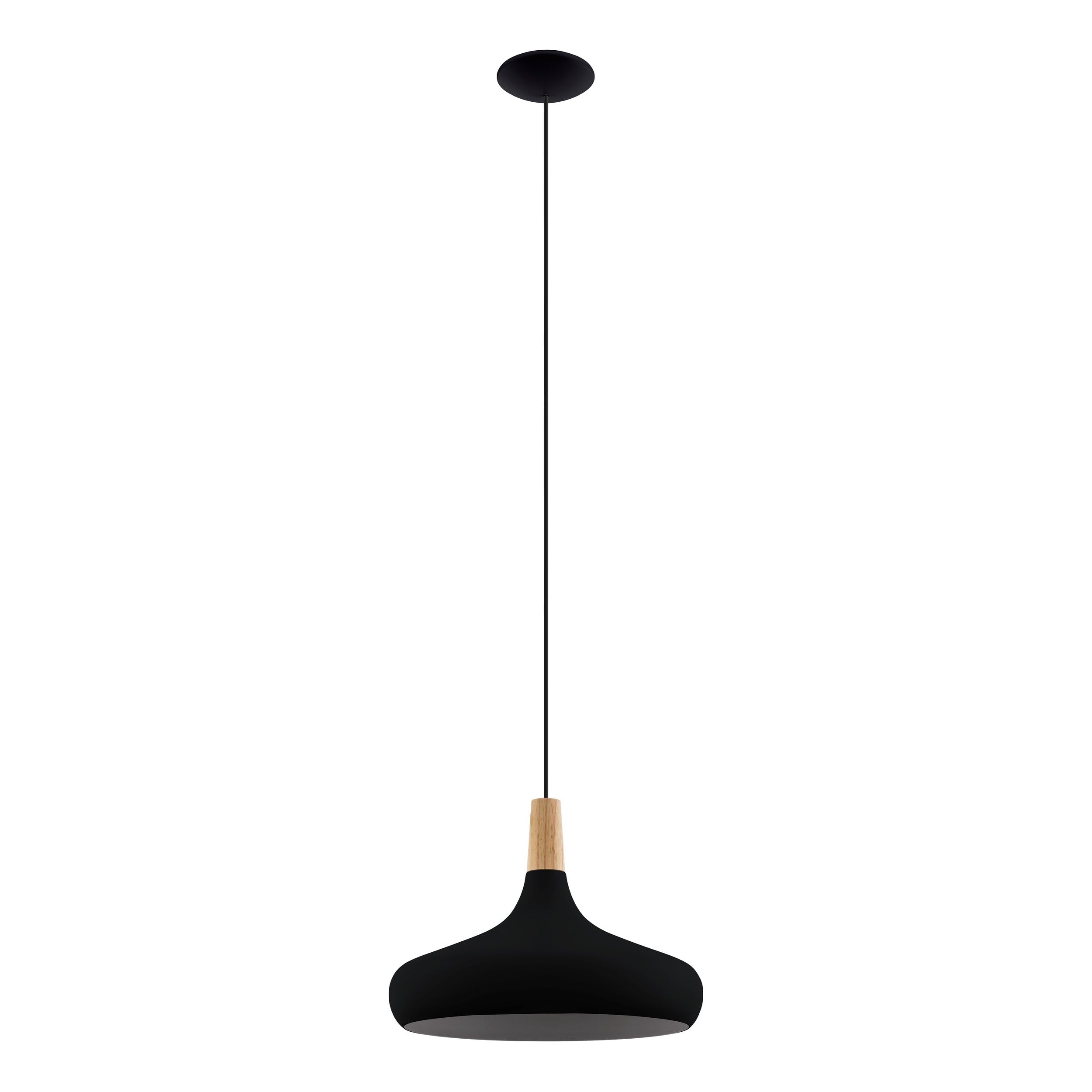 Eglo Sabinar Black Metal And Wood Pendant Light 40Cm
