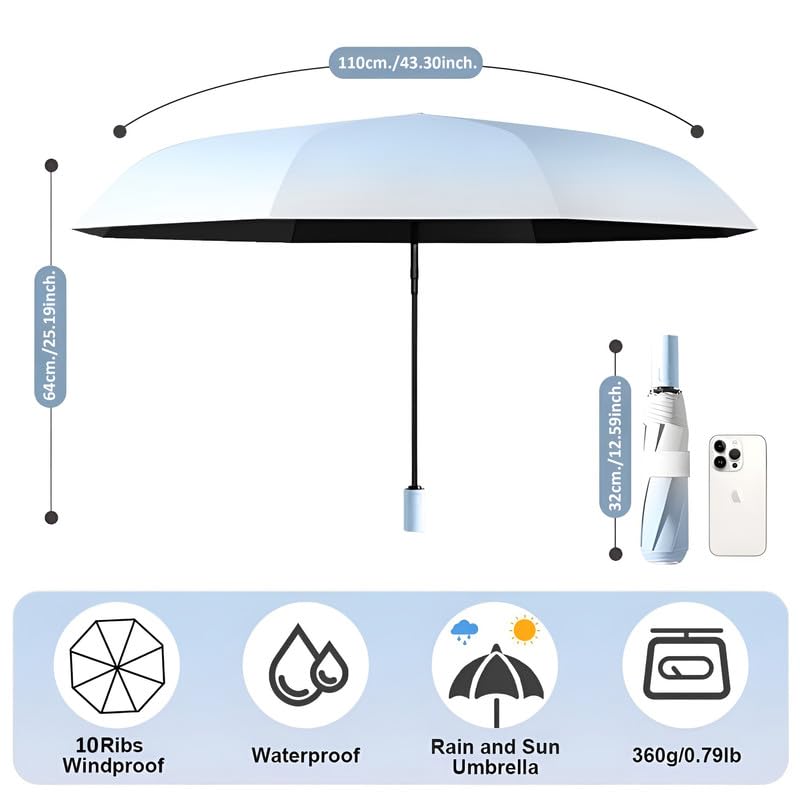 Image of Contacts Compact Folding Umbrella - Windproof Travel Umbrella with Automatic Open /Close, Waterproof, UV Protection, Portable Umbrella for Men, Women & Kids
