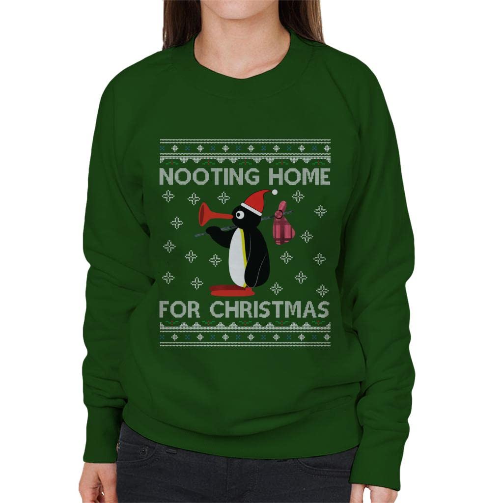 Cloud City 7 Women's Bottle Green Pingu Nooting Home For Christmas Sweatshirt