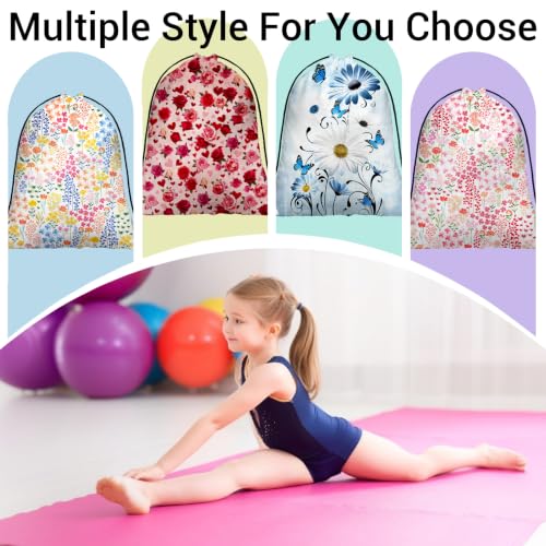 Image of Red Roses Drawstring Bag Waterproof Shoe Bags for Beach Storage Wet Cloth