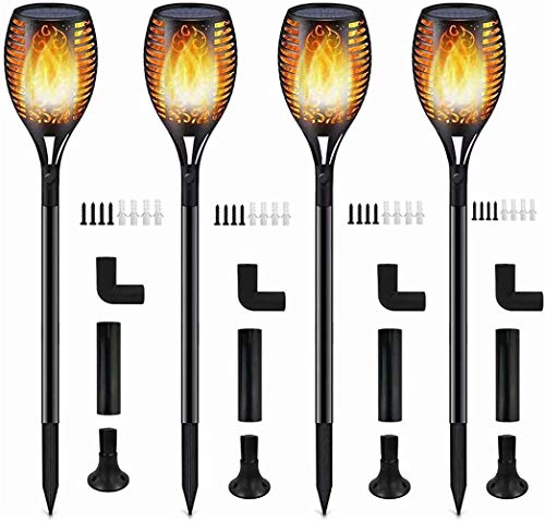 Solar Lights,Waterproof Flames Torches Lights Outdoor Solar Light Landscape Decoration Lighting Dusk to Dawn Auto On/Off Security Torch Light for Pathway, Patio, Yard, Garden (Yellow, 4 Packs)