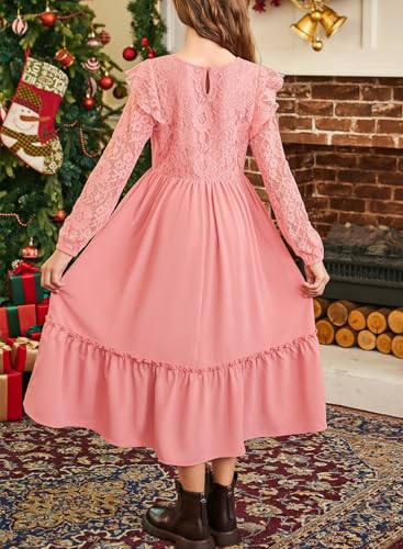 blibean Tween Girls 2025 Long Sleeve Dresses Kids Fall Formal Dress Size 6-15 Years3