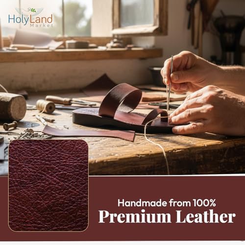Image of Holy Land Market Men /Women Biblical Jesus Leather Sandals /Slides From Jerusalem (Jesus - Finger Style I)
