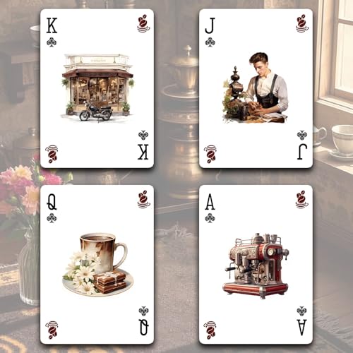 Baraja de Poker Retro Estilo Coffee Theme Verde miniatura 5
