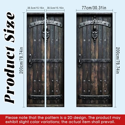 Image of Nuxovilar Retro Wooden Door Stickers Peel Stick PVC 30.3x78.7 in