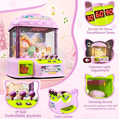 Image of Claw Machine for Kids, 30 Toys & 24 Game Coins & 20 Surprise Eggs | Musical Electronic Arcade Game Console Kids Claw Machine with Adjustable Sound, Christmas and Birthday Gift