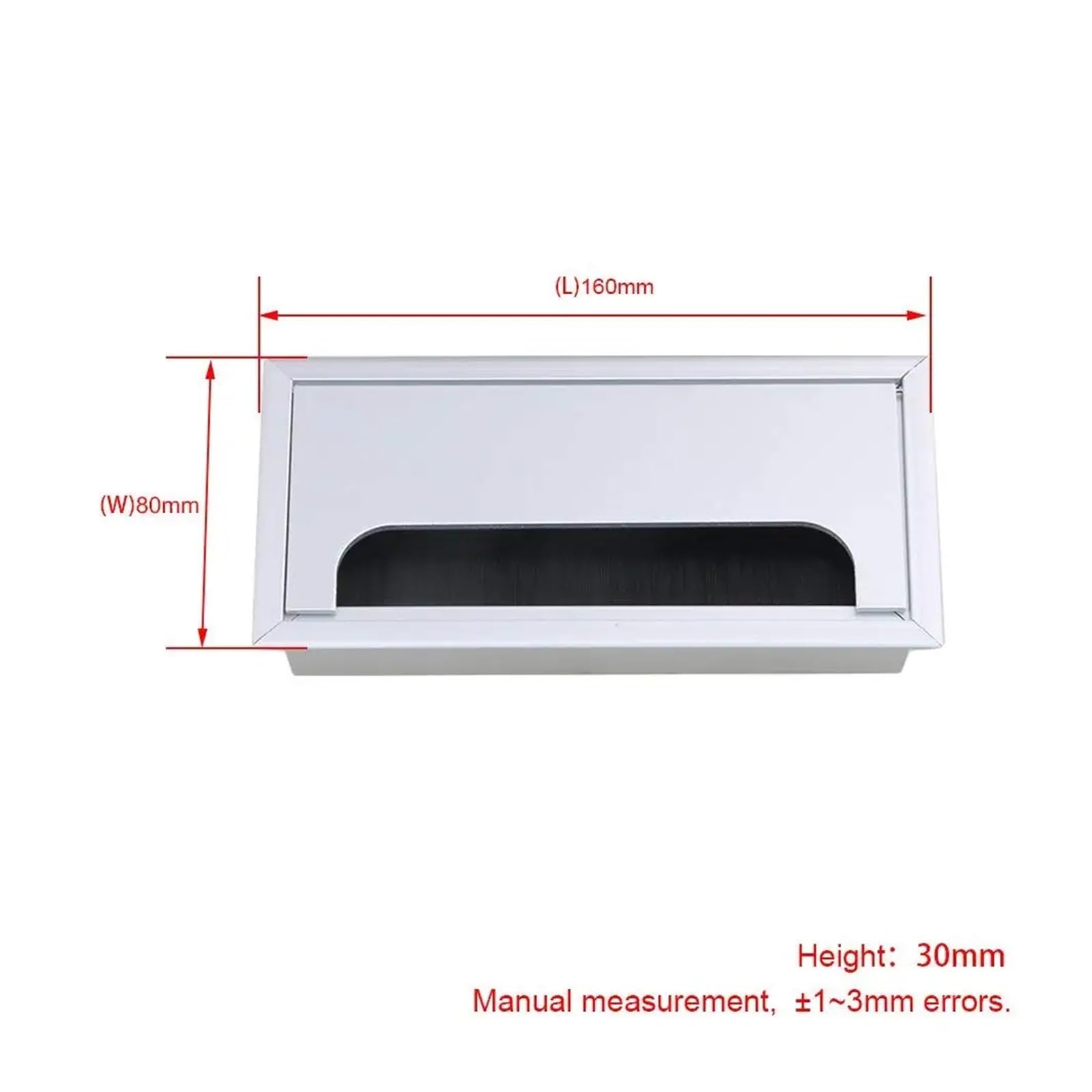 Lega di Alluminio Argento Tavolo scrivania rettangolo passacavo passacavo Copertura Porta di Uscita 16x8x3 cm con Spazzola Nera (Size : 4pcs)