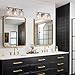 KSANA Black and Brass Vanity Light, Modern Black Gold Bathroom Light Fixtures with Water Textured Glass Shade, 3-Light Bathroom Lighting Over Mirror