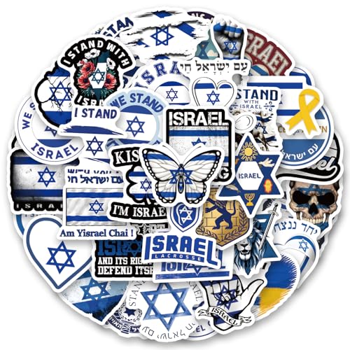 60 Pcs Israel Stickers Israeli Flag Vinyl Decal Waterproof Jewish Sticker Water Bottle Laptop Luggage Phone Tablet Scrapbooking Journal Skateboard Helmet Gifts for Teens Adults Friends