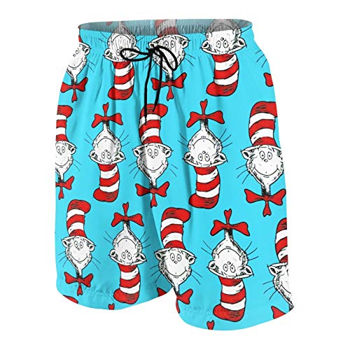 The Cat in The Hat Toddler Boys Swim Trunks Quick Dry Beach Board Shorts Bathing Suit Swimsuit Boy with Mesh Lining