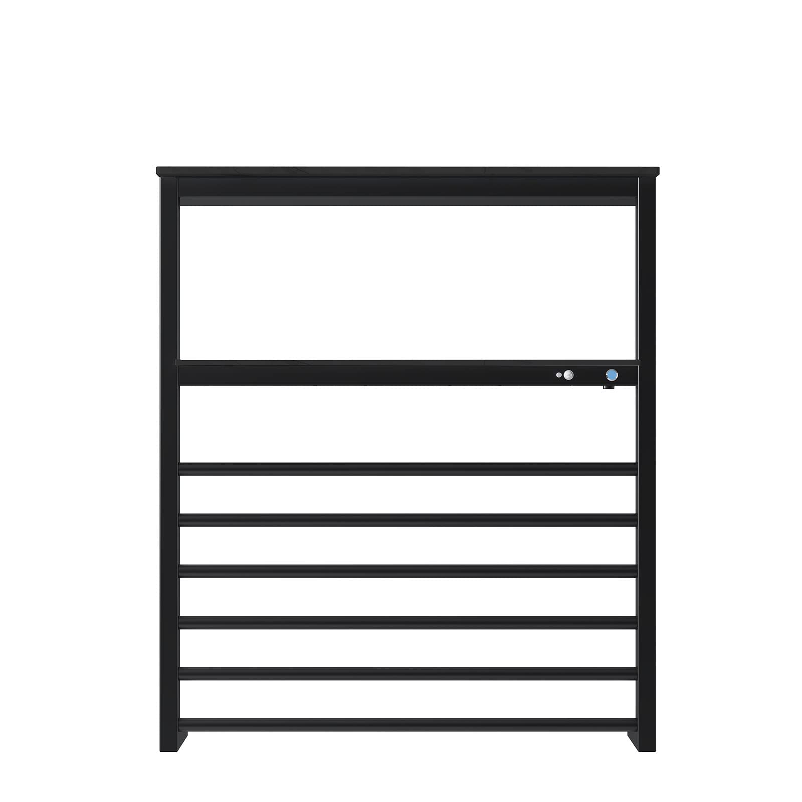 asdchZen Heated For Bathroom, Wall Mounted Hot Towel Racks With Top Shelf, Intelligent Electric Heated Towels Dryer, Hardwired/Plug-In,Black,Plug In-Black-Hardwired,Black-plug in