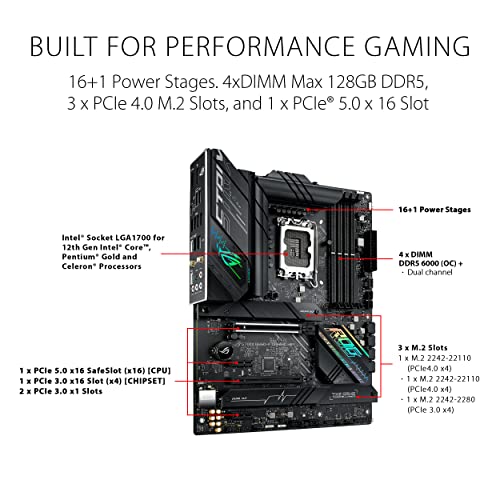 Asus Rog Strix B660 F Gaming Wifi Scheda Madre Atx, Intel B660, Lga1700, Ddr5, Pci 5.0, Lan Intel 2.5Gb, Wifi 6, Rog Supremefx 7.1 Surround, Usb 3.2 Gen 2 x 2, Armoury Crate, Nero - Scheda madre - Immagine 1