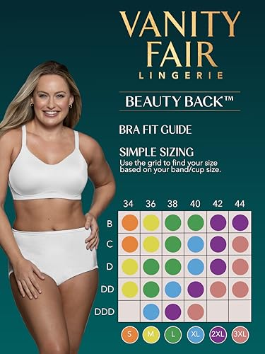 Image of Vanity Fair Women's Beauty Back Smoothing Simple Sizing Wireless Bra, 4-Way Stretch Fabric, Sizes S-3XL