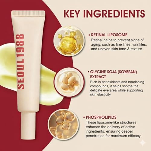 Image of SEOUL 1988 Eye Cream, Retinal Liposome 4% + Fermented Bean, wrinkle care, anti-aging, skin elasticity, pigmentation, brightening, retinol, 30ml /1.01 fl.oz.