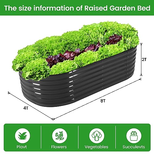Galvanized Raised Garden Bed Outdoor, 8×4×2 FT Metal Raised Planter Box for Garden, Simple to Assemble Galvanized Oval Large Metal for Vegetables, Flowers, Fruits - Image 4