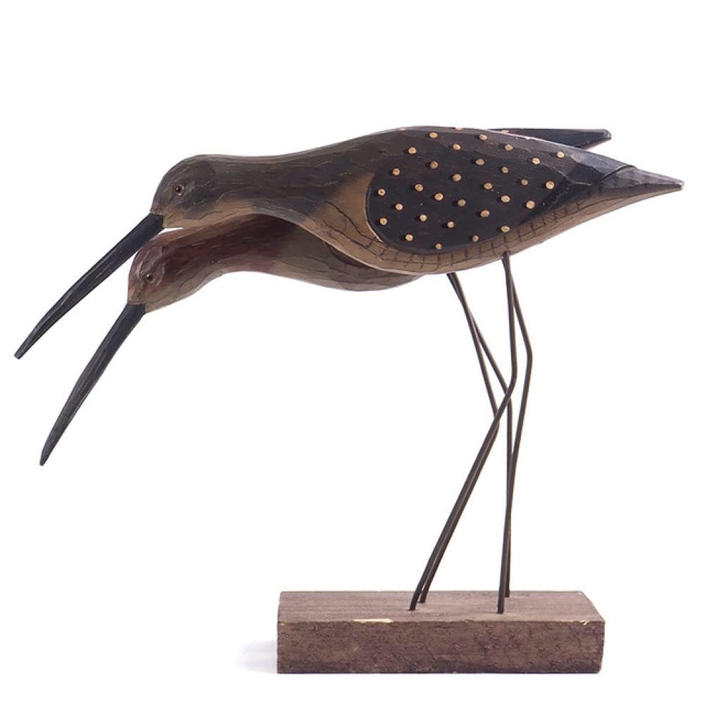 Oiseau jumeau en bois sculpté et peint à la main pour décoration nordique chic