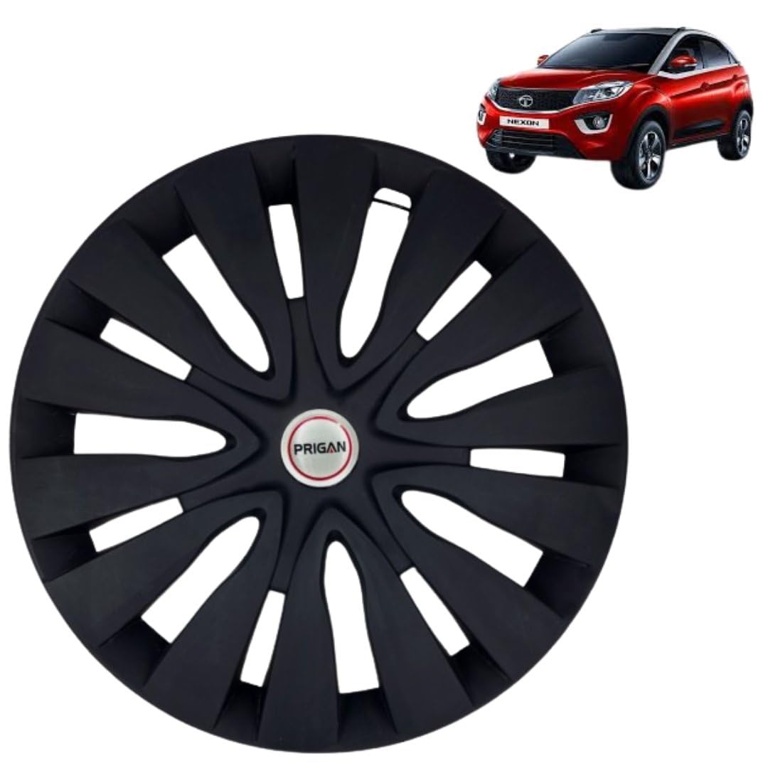 PRIGAN Wheel Cover for Nexon Black Wheel Cover 16" for TATA Nexon (Set of 4 Pcs) (Press Fitting) Model Name- SAVI Black 16-image-11