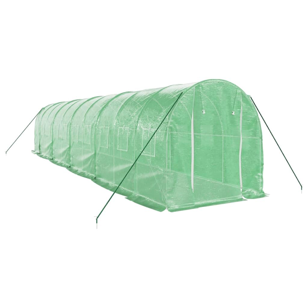 Homgoday Invernadero con Estructura de Acero Verde 20 m² 10x2x2 m, Invernadero Caseta Jardín Terraza Plantas Semilla Cultivo Huerto Verduras Cubierta Casero