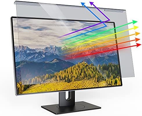 24 Inch Diagonal Blue Light Screen Protector, Blocks Harmful Blue Light and Anti-UV, Bubble Free Computer Screen Blue Light Blocker, Widescreen Monitor Frame Hanging Type (W 21.5" × H 12.6",16:9)