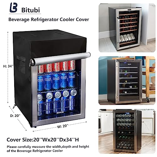Image of Bitubi Upright Freezers Cover,Outdoor Beverage Refrigerator Cover,- Waterproof, Dustproof, Sun-Proof, 20 inch W x 20 inch D x 33 inch H. Suitable for most 3.2 Cu.ft Beer or Wine Mini Fridge (Black)