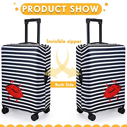 Silkfly 3 Pcs Travel Luggage Cover Suitcase Protector Anti Scratch Dirt Washable Suitcase Cover Red Lips Elastic Luggage Sleeve with Zipper, Fits 18-28 Inches