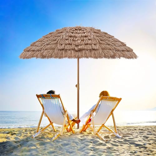 Tiki Umbrella Thatch Patio Umbrella Hawaiian Style Portable Beach Umbrella Outdoor Table Umbrella With Tilt Uv Protection Waterproof Adjustable Height Carry Bag For Beach Patio Garden Pool Lawn(Size:1